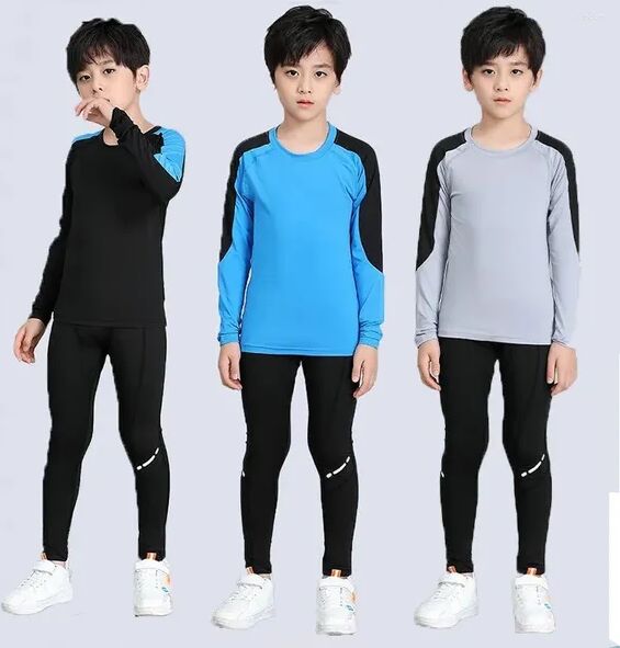 Running Sets Men Kids Football Children Boy Girl Fitness Basketball Exercise Training Sports Bottoming Top Tee Legging Pant 05