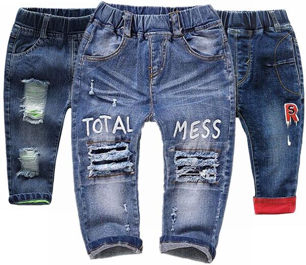 Jeans 0-4T Baby Jeans Infant Cotton Stretchy Denim Pants Kids Trousers Ripped holes Jeans Bebe Clothes Kids Clothing Babe Jeans 1 2 3 230424