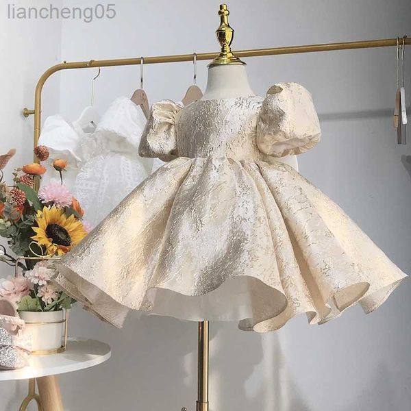 Girl&#039;s Dresses Baby Girl Princess Dress Puff Sleeve Infant Toddler Teen Bow Vestido Gold Party Birthday Ball Gown Xmas Baby Clothes 1-14Y W0221