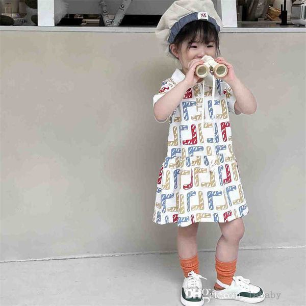 Kids Clothes Girls Designer Dress Luxury Baby Clothing Sets Girls Childrens Short Sleeve Classic Letter Printed Dresses Polo Skirt