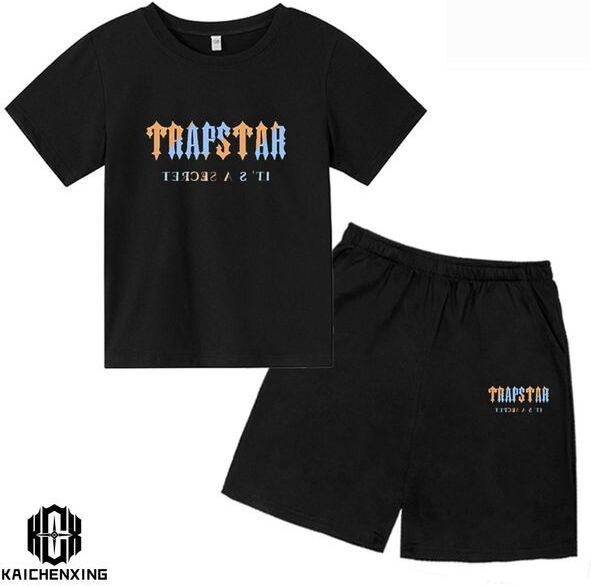 Clothing Sets 2023 Summer TRAPSTAR Tshirt Kids Boys Beach Shorts Streetwear Tracksuit Men Women Clothes Girls Sportswear l230630