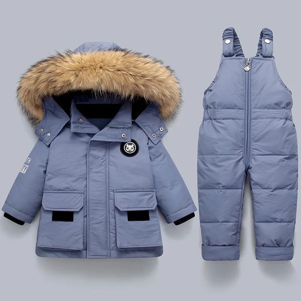 Down Coat Winter Warm Jackets Boys Thicken Jumpsuit parka Overalls Baby toddler Girl Clothes Kids Snowsuit Children Clothing Set 2pcs 231013