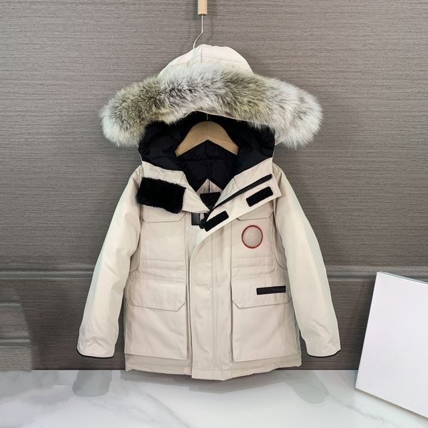 Kids Coat Designer Clothes Baby Down Coats Jacket Kid clothe With Badge Hooded Tops Thick Warm Outwear Girl Boy Girls Outerwear Classic Parkas 100% Wolf Fur Collar