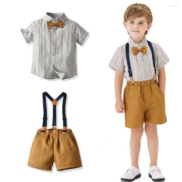 Clothing Sets Fashion Boys Clothes Toddler Baby Gentleman Outfits Summer Teenager Shirts Shorts For 9M-13 Years Olds Cotton
