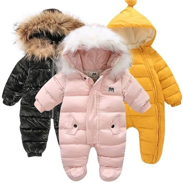 Rompers winter baby jacket plus velvet girl snow-proof down cotton boy Romper born toddler jumpsuit clothes 221007