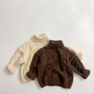 Pullover MILANCEL 2021 Winter Kids Sweaters Turtleneck Boys Thicken Girls Knitwear