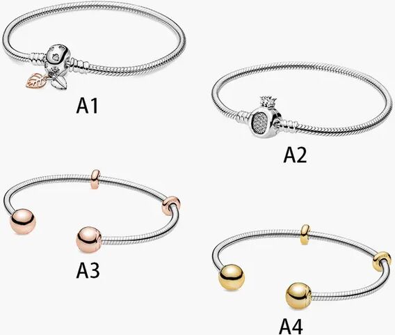 Fine jewelry Authentic 925 Sterling Silver Bead Fit Pandora Charm Bracelets Open Bracelet Bracelet Bead Safety Chain Pendant DIY beads