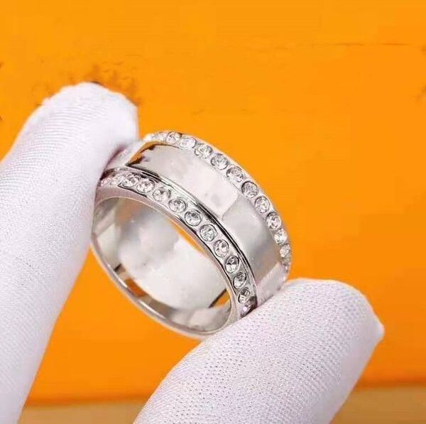 Double Row Diamond Ring Fashion Couple Diamond Ring High Quality Titanium Steel Waterproof Ring Fashion Jewelry Supply