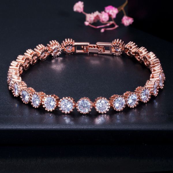 Fashion Crown Tennis designer bracelet For Women 3A Cubic Zirconia bracelet Rose Gold Silver Copper White CZ Luxury Bracelets jewelry Party Gift 3 Colors