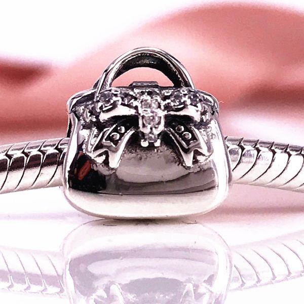 High Quality Handbag Silver Charm With Cubic Zirconia Charm Fit DIY Pandora Bracelet Authentic 925 Sterling Silver 791534CZ