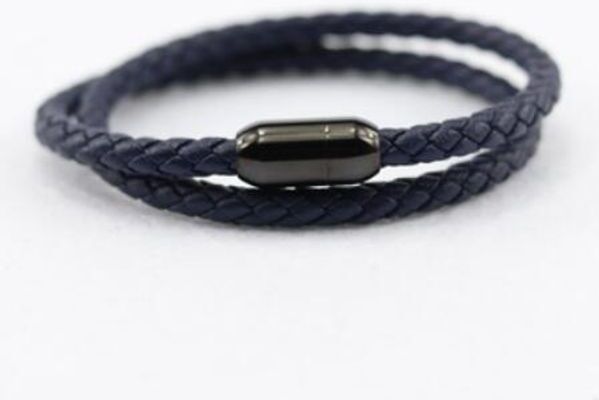 Fashion- jewelry bracelets for men stainless steel double -deck leather black magnetic snap bangle hot fashion free of shipping