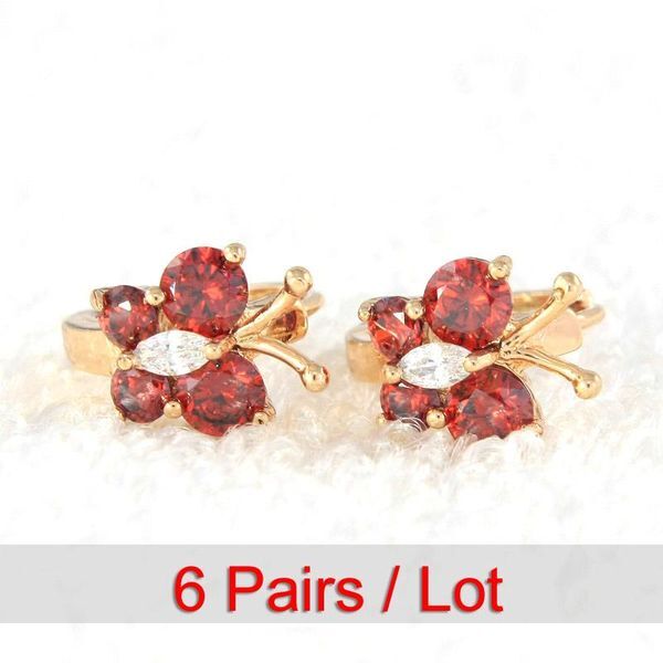 Fashion-6Pairs Butterfly Gold Hoop Earrings Women Oorbel Baby Jewelry Boucle D&#039;oreille Bebe Kolczyki Orecchini Cerchio Bebek Kupe E1832