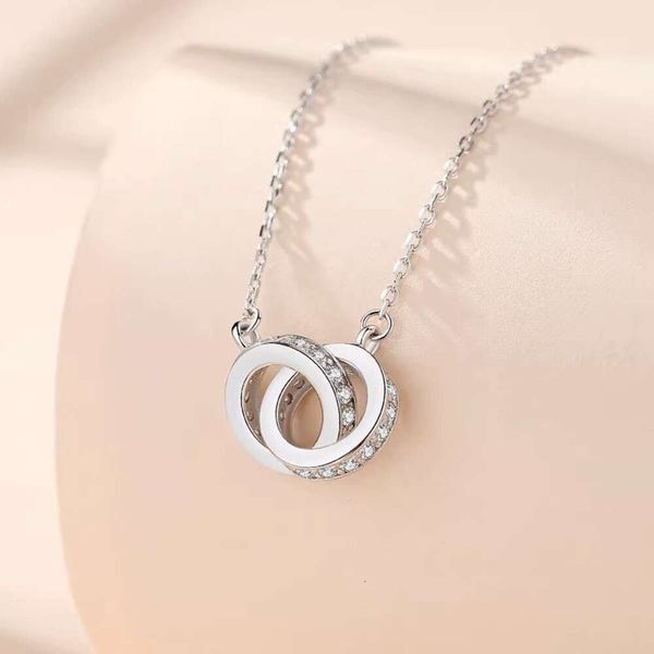 Classical Designer Jewellery s925 Sterling Silver Premium Necklace Double Ring 18K Rose Gold Collar Chain Instagram Valentine&#039;s Day Gift