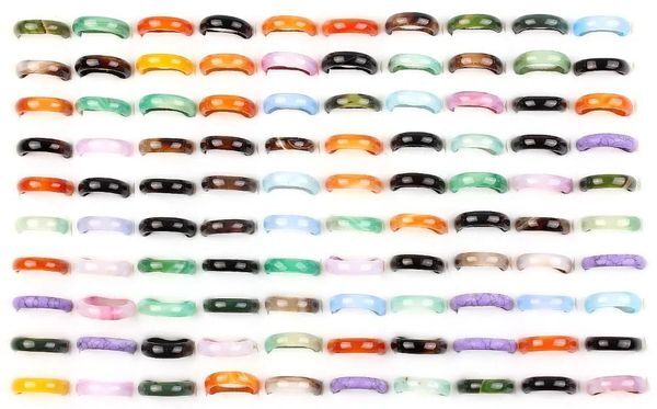 Bracelets Wholesale Bulk Lots Womens 50pcs Smoothy Mixed Color Stone Finger Rings Band Couple Wedding Engagement Mens Rings Free