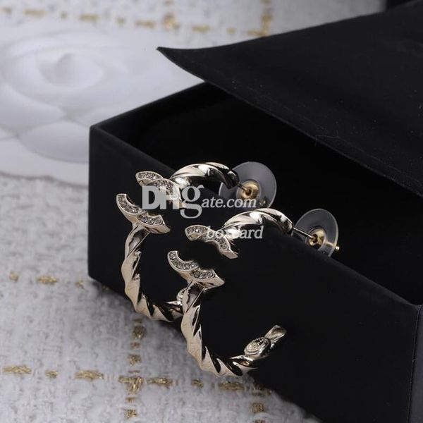 Vintage Double Letter Earring Crystal Studs Fashion Jewelry Retro Gold Plated Earring With Box Set Valentine Day Birthday Gift