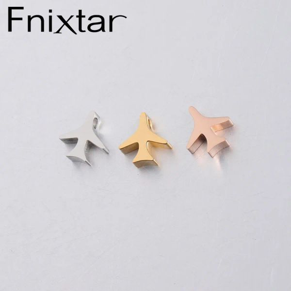 Bangle Fnixtar Mirror Polishe Stainless Steel 1.8mm Hole Small Airplane Beads Charms Diy Jewelry Accessories10*10mm 20piece/lot