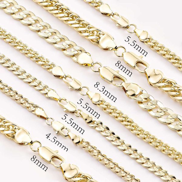 Fashion Jewelry 14k Read Gold Filled Plated Hip Hop Necklace Cadenas Cubana De Oro Franco Miami Diamond Cut Cuban Link Men Chain