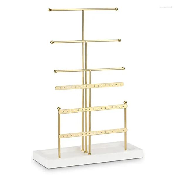Jewelry Pouches 2X Organizer Tabletop Holder 6Tier Tree Display Stand With Tray For Earring Necklace Gold