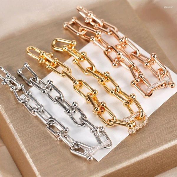 Chains Luxury Design S925 Sterling Silver Zircon U-shaped Lock Bracelet For Women&#039;s Versatile Fashion Brand High End Jewelry Party Gift