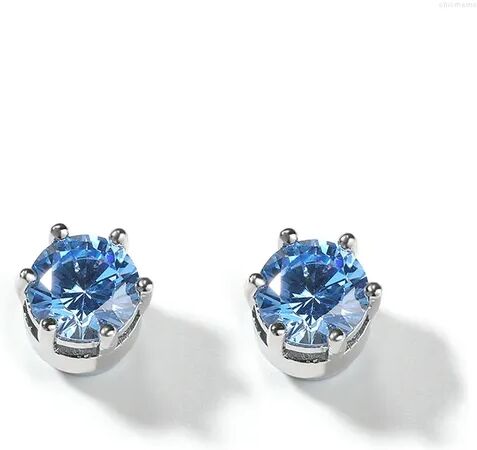 Backs Earrings 1Pair 2PC There Is No Ear Hole Men Women Round CZ Hip Hop Rock Clip Earring For Jewelry Blue Silver Color