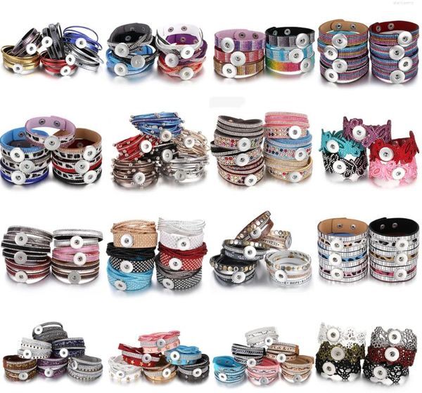 Charm Bracelets 10pcs/lot Wholesale 18mm Snap Button Bracelet Handmade Braided Leather Snaps Buttons Jewelry