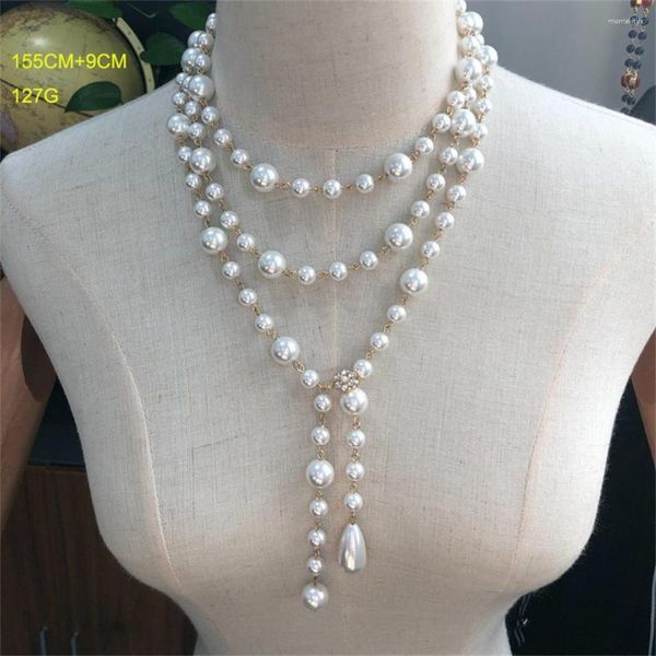 Chains Baroque Pearl Long Necklace Simple Fashion Jewelry Women Party Dress Accessories