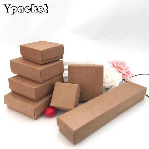 Display Kraft Paper Box For Jewelry 50pcs/lot Jewelry Boxes Ring Earring Pendant Necklace Boxes Jewellery Organizer box