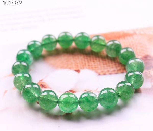 Bangles Genuine Natural Green Strawberry Quartz Crystal Women Clear Round Beads Bracelet Jewelry Fashion 7mm 8mm 9mm 10mm AAAAAA