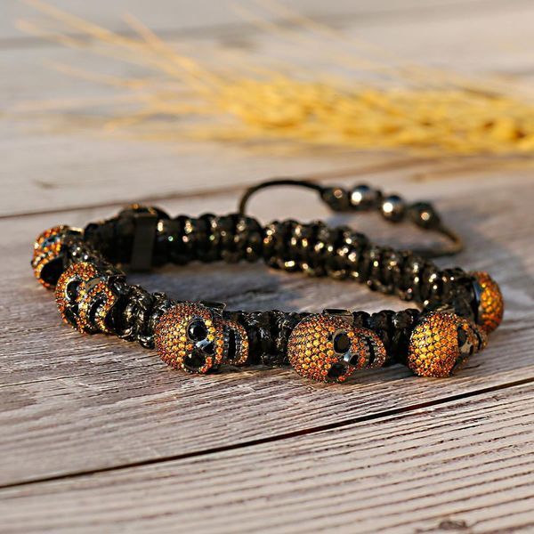 Bracelets Punk Style Men&#039;s And Women&#039;s Bracelets HandWoven Bracelet Luxury Skull Copper Inlaid Zircon Bracelet 2020 Europe And America