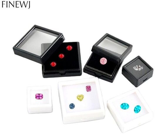 Sets Wholesale Gemstone Storage Display Box Loose Diamond Jewelry Organizer Case Pendant Holder Acrylic Glass Top Gem Jars 100pcs/lot