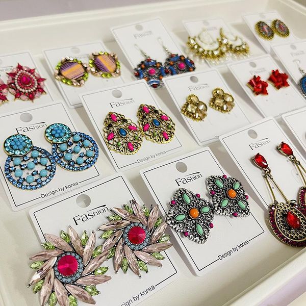 Charm 20 Pairs/lot Vintage Bohemia Design Alloy Crystal Stud Earrings Women with Rhinestone for Party Yiwu Stock