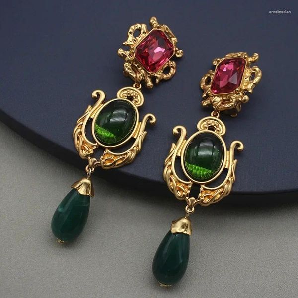 Backs Earrings Classic Vintage Lava Glass Shoulder And Ear Clip Women&#039;s Fashion Jewelry