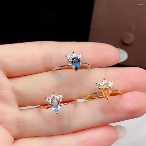 Cluster Rings CoLife Jewelry Sterling Silver Crystal Ring For Daily Wear 4mm 6mm Natural Citrine Topaz Aquamarine Gift Woman