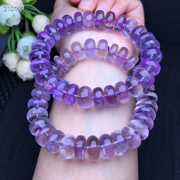 Bangles Natural Lavender Purple Amethyst Quartz Bracelet Amethyst Clear Abacus Beads Gemstone Woman Men 12x6mm Crystal AAAAAA