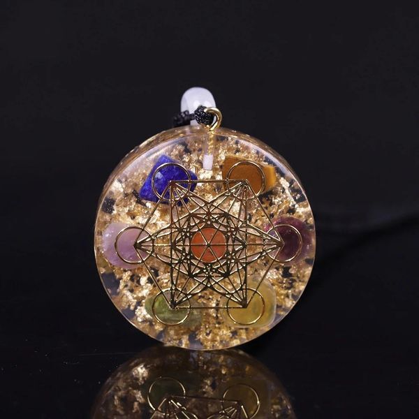 Necklaces Orgone Pendant Rainbow Crystal Stones Chakra Reiki Healing Energy Generator EMF Radiation Protection Orgonite Necklace