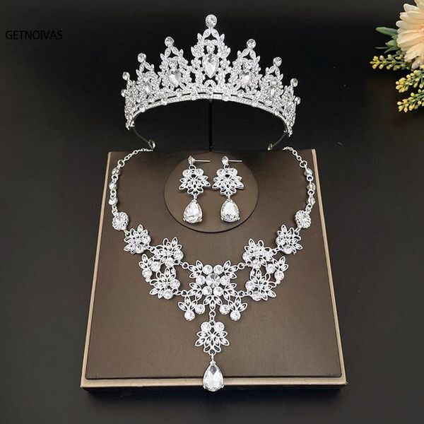 Necklace Earrings Set Baroque Fashion Bridal Crown Women Wedding Dress Tiaras Bride Hair Jewelry Party Gift