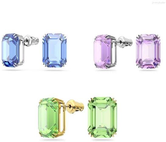 Backs Earrings 2023 Millennium Stud Timeless Classic Style Octagon Cut Square Diamond Violet Crystal Tricolor Gemstone Gift