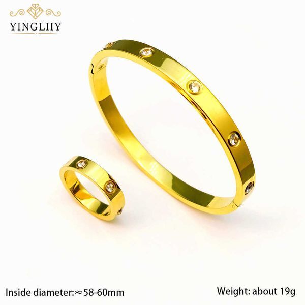 Internet celebrity cati fashion 6mm ten diamond titanium steel open Bracelet trend full stainless jewelry