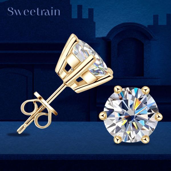 Ear Cuff 052ct Diamond Stud Earrings 18K Yellow Gold Plated 925 Silver Wedding Earring for Women Men Luxury Jewelry with GRA 231129