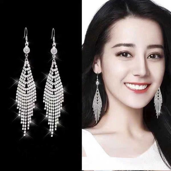 Charm (Two pairs of clothes) Anti-allergic sterling silver earrings Women&#039;s network red temperament can match Korean version personality long