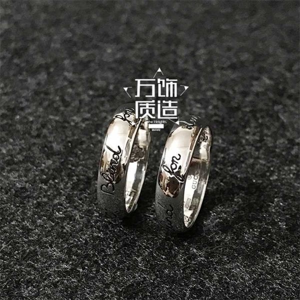 50% off designer jewelry bracelet necklace ring fearless couple Sterling Ring 6mm trend flower bird blind for love men women pair ring