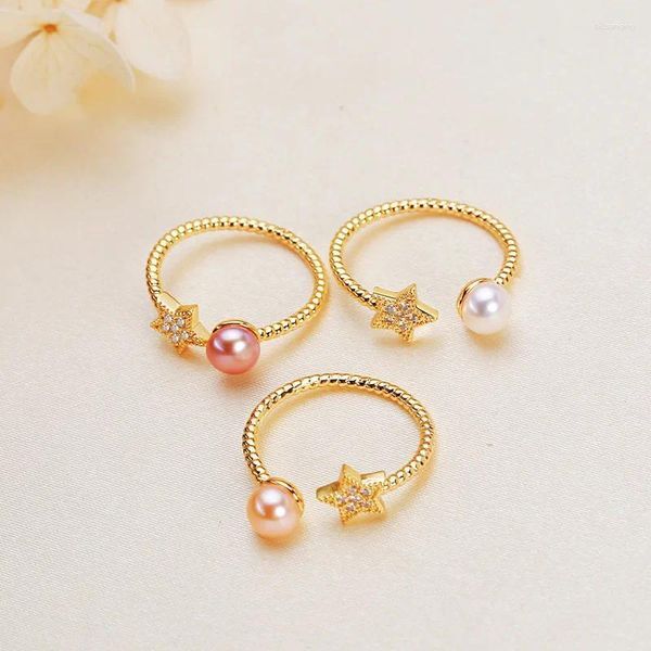 Wedding Rings Wholesale 10pcs/lot Real 7-8mm Freshwater Pearl Ring Adjustable Finger Free Size Jewelry Nice Party Gift