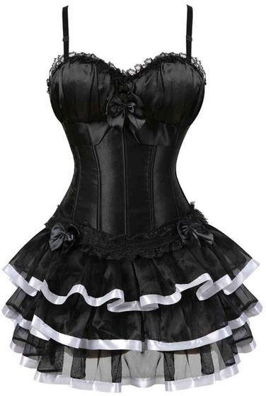 NXY sexy set Black Victorian Corset Dress Burlesque Shoulder Strap Lingerie Bustiers With Tutu Skirt Set Lace Up Body Shaper For Women 1130