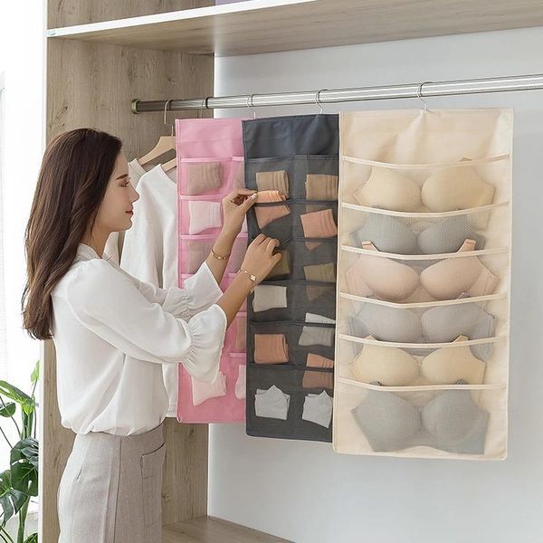 Storage Boxes & Bins Bra Underwear Underpants Socks Closet Hanging Organizer With Mesh Pockets Rotating Metal Hanger