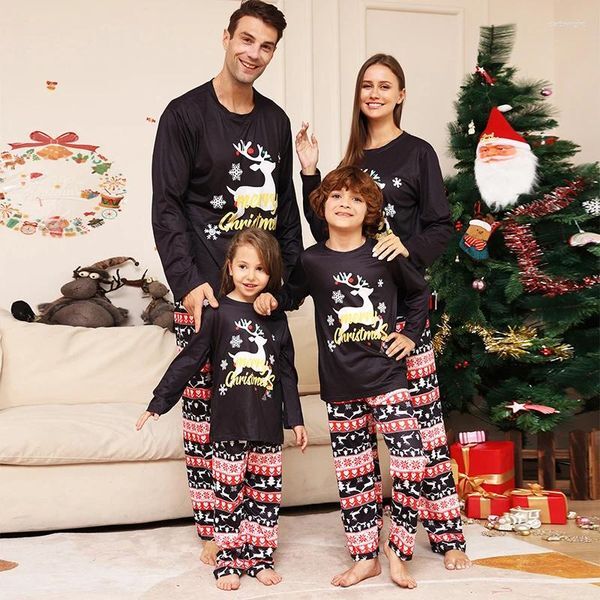 Women&#039;s Sleepwear Christmas Parent-Child Pajama Set Family Nightwear Women Men Child Santa Claus Printed Long Sleeved Trousers Home Clothes