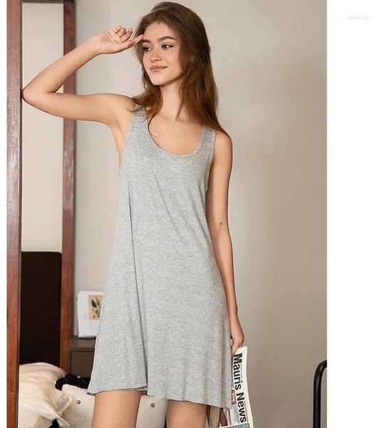 Women&#039;s Sleepwear Women Summer Sexy Cotton Nightdress Comfortable Solid Color Pajama Vest Home Clothes Plus Size Nightgown