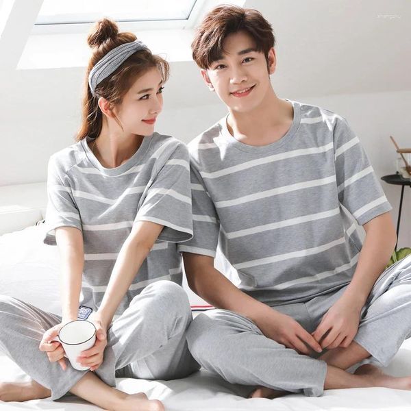 Women&#039;s Sleepwear M-3XL Pyjamas Summer Couple Pajamas Set Men And Women Cute Cartoon Short Sleeve Home Clothing