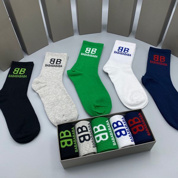 2023 Designer Mens Womens Socks Five Pair Luxe Sports Winter Mesh Letter Printed Sock Embroidery Cotton Man With Box A1