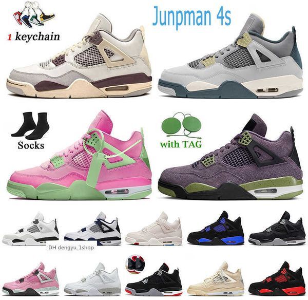 Top Fashion 2022 4 Men Basketball Shoes With Socks Jumpman 4s Craft Sail Pink Canyon Purple Blue Red Thunder Military Black jordens hoes jorda n