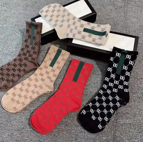 Designer Mens Womens Socks Five Pair Luxe Sports Winter Mesh Letter Printed Sock Embroidery Cotton Man With Box